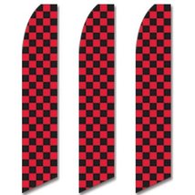 3 (Three) Pack Tall Swooper Flags Red Black Race Check Checkered Flag - £43.40 GBP
