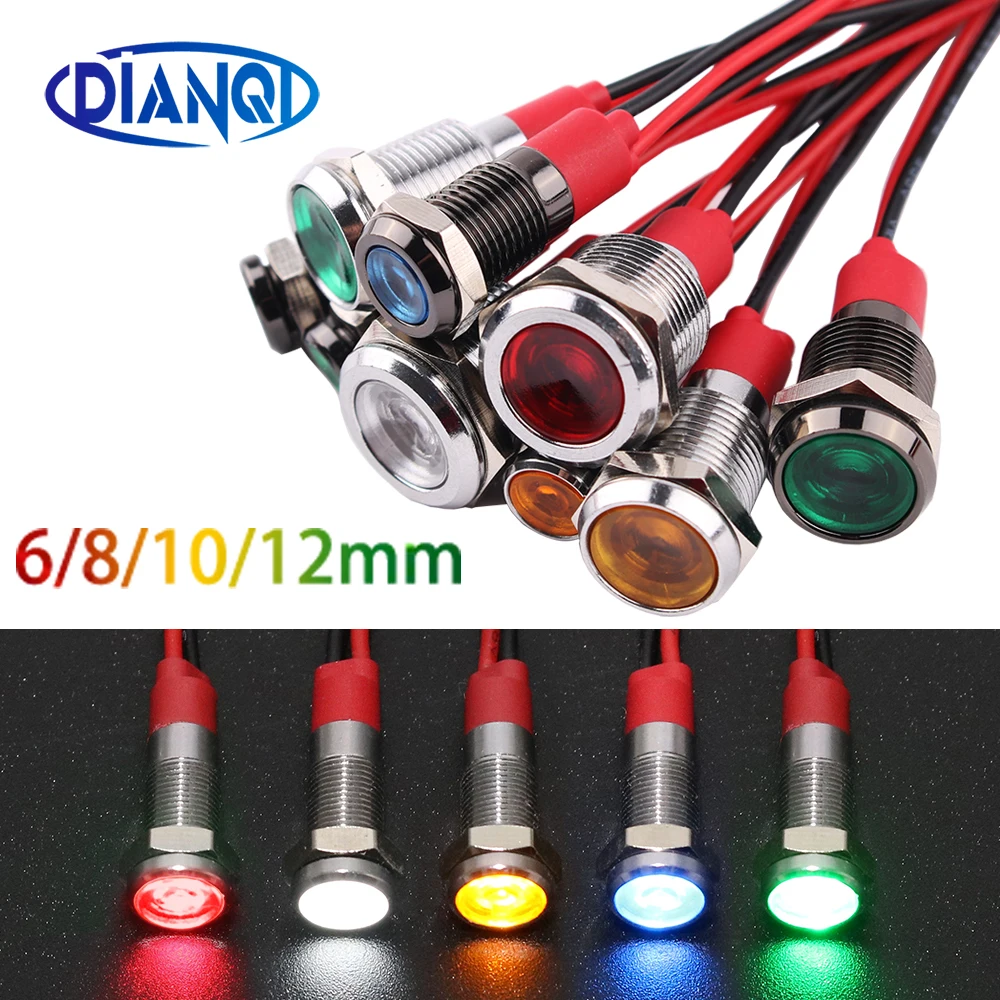 6/8/10/12mm Metal LED Black Warning Indicator Light Waterproof IP65 Signal Lamp  - $7.99