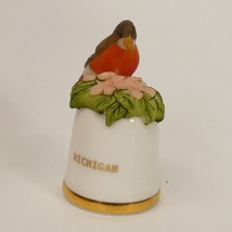 Sutherland England State Bird Flower Thimble MICHIGAN Robin Apple Blosso... - £7.99 GBP