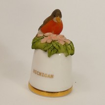 Sutherland England State Bird Flower Thimble MICHIGAN Robin Apple Blosso... - £7.68 GBP