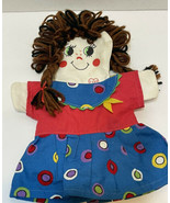 Vintage Handmade Fabric Puppet Yarn Hair Happy Girl Sad Girl I Luv U 11 In - £13.02 GBP