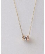 Diamond Necklace-18K Solid Gold Necklace-Three Ring Necklace-30th Birthd... - $13,570.45 MXN