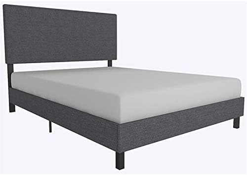 Dhp Janford Upholstered Platform Bed, Full, Gray Linen, With Modern Vertical - $173.99