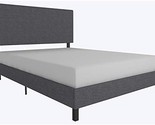 Dhp Janford Upholstered Platform Bed, Full, Gray Linen, With Modern Vert... - $173.93