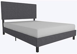 Dhp Janford Upholstered Platform Bed, Full, Gray Linen, With Modern Vert... - $173.99