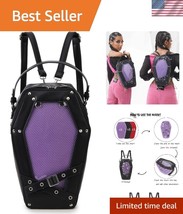 Gothic PU Leather Coffin Backpack with Clear Window for Anime Pins &amp; More - $68.99