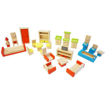 Fun Factory Wooden Dolls House Furniture 26pcs - £49.89 GBP