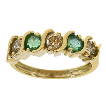 0.40 Carat Emerald &amp; 0.60 Carat Diamond Vintage Ring 14K Yellow Gold - £705.25 GBP