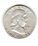 1954-S Franklin Circulated Silver Half Dollar 90% Silver - $42.75