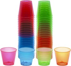 Party Essentials Hard Plastic 1-Ounce Shot Glasses, 50-Count, Assorted Neon - £16.77 GBP