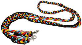 Horse Western 8&#39; Long Nylon Braided Knotted Barrel Roping Reins Tack 607509 - $405.12 MXN