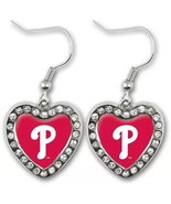 NEW WOMENS PHILADELPHIA PHILLIES BASEBALL SILVER CRYSTAL HEART EARRINGS ... - €14,68 EUR