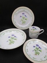 Compatible with Georges Briard Bird&#39;s Foot Violet Dinner Set 4 PCS Plate Soup Cu - £48.34 GBP+