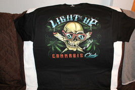 Skull Smoking Joint Marijuana Leaf Leaves Light Up Cannabis Club T-SHIRT Shirt - £8.91 GBP