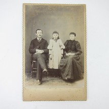 Cabinet Card Photograph Family Man &amp; Woman Sit with Girl Daughter Antique 1890s - £16.02 GBP