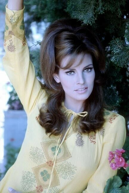 Raquel Welch 1960&#39;s portrait in yellow dress waving 4x6 inch photo - $4.75