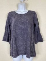 Style &amp; Co Womens Size S Bluish Gray Vintage Dye Knit Blouse 3/4 Bell Sleeve - £8.61 GBP