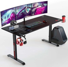 Seven Warrior Gaming Desk 55 Inch, T- Shaped Carbon Fiber Surface, Cup Holder - £154.20 GBP
