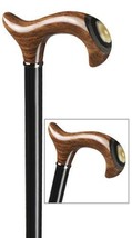 Walking Cane Men Jupiter Design Derby Handle with Horn Inlay and Black Shaft Woo - $119.99