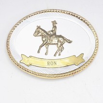 Western Horse Rider Belt Buckle Monogrammed &quot;Ron&quot; - £15.50 GBP