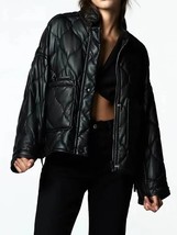 Women Winter Parkas Thick Pu Parkas Coat Winter Quilted Jacket Faux Leat... - £140.80 GBP