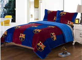 Fc Barcelona Original Licensed Blanket With Sherpa Very Softy And Warm 3PC Queen - £59.20 GBP