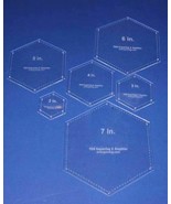 Hexagon Templates. 2&quot;, 3&quot;, 4&quot;, 5&quot;, 6&quot;, 7&quot; - Clear w/Guide Line Holes 1/8&quot; - £27.25 GBP