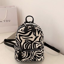 Corduroy Zebra Pattern Womens Backpack Mini Ruack Canvas Backpack Vintage Female - £34.38 GBP