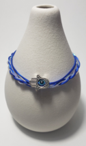 Set Of 2 Bracelets Hamsa Hand Blue Glass Evil Eye Protection Power Good Luck - $24.70