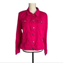 Women Pink Jeans Buttoned Jacket Size L - £42.05 GBP