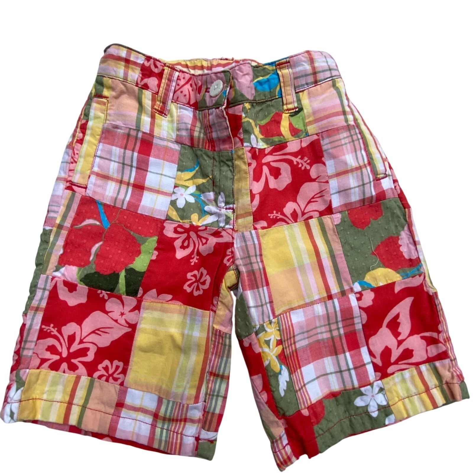 Janie and Jack Girls 4T &quot;Island Dressing&quot; Patchwork Plaid &amp; Floral Shorts - $9.60