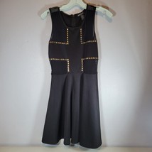 Wet Seal Womens Skater Dress Small Black Sleeveless with Gold Studs - $15.59