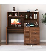 Antiqued White Home Office Computer Desk with Hutch - $452.99