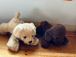 Lot of Aurora Chocolate Brown Plush Labrador &amp; Tan Golden Retriever Puppy Dog - £10.42 GBP