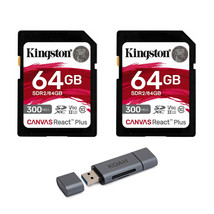 Kingston Canvas React Plus 64GB U3 V90 SD Card 2 pack with Card Reader B... - $153.99
