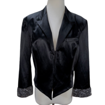 Adam Lippes Black Satin Vintage Embellished Evening Jacket After 5 Black... - £68.34 GBP