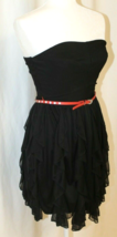 Ruby Rox Dress Size 5 Black Empire Waist Cocktail Pink Belt Fit &amp; Flare Layered - £14.03 GBP