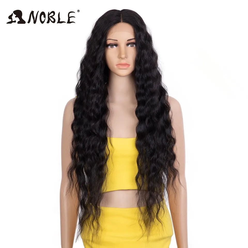 Noble synthetic lace front wig baby hair wig long wavy 30 hair lace wig for women thumb200