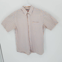 Izod Mens Button Down Shirt Multicolor Blue Plaid Short Sleeve Pocket Co... - £10.10 GBP