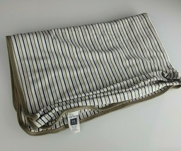 Carters Navy Blue Tan Brown Olive Green White Stripe Cotton Swaddle Blanket Baby - £31.00 GBP
