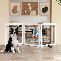 Dog Gate Indoor - 3-Panel Freestanding Dog Fence For Doorways, Hallways, House O - £40.10 GBP