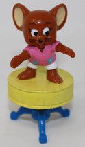 Vintage 1989 Tom &amp; Jerry Mouse on Drum Stool Plastic Figure Toy Collectible - £5.59 GBP