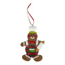 Clay Cooking Chef Gingerbread Man Ornament with Bowl and Rolling Pin 4.5... - $12.85