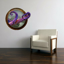 Steampunk Octopus Porthole Wall Decal - 23&quot; tall x 26&quot; wide - $29.70