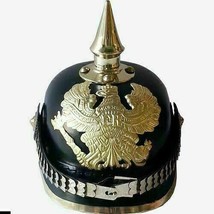 Brass Accent Spickelhaube Wwi German Prussian Helmet Imperial Officer Spike Helm - £71.04 GBP