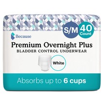 Because Unisex Premium Overnight Plus Pull Up Underwear  40 Count S/M - £35.86 GBP
