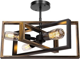 Black/Bronze, E26 Base, Rustic Semi Flush Mount Ceiling Light, Farmhouse Vintage - £52.09 GBP