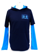 Under Armour ColdGear Blue Train To Game Layered Sleeve Hoodie Youth Boy... - $48.25