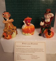 FITZ &amp; FLOYD &quot;Here Turkey, Turkey&quot; Tumblers Set Thanksgiving Porcelain Figurine  - £23.69 GBP