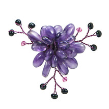 Charming and Stylish Vibrant Purple Amethyst Lotus Flower Brooch Pin - £10.78 GBP